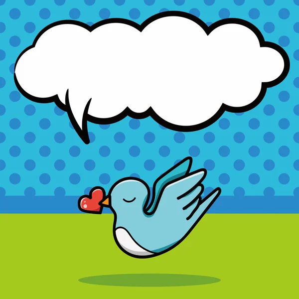Walentynki ptak doodle, mowy bąbelek ilustracja wektorowa — Wektor stockowy