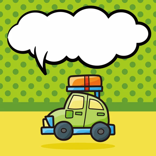 Travel car color doodle, speech bubble vector illustration — Stock Vector