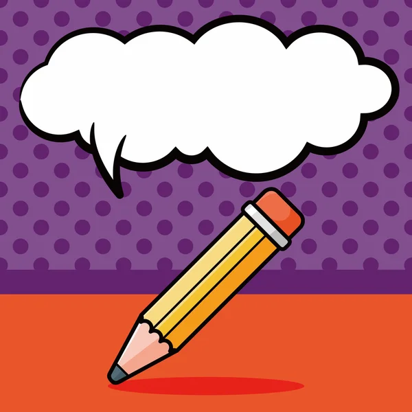 Kalem doodle, konuşma balonu vektör çizim — Stok Vektör