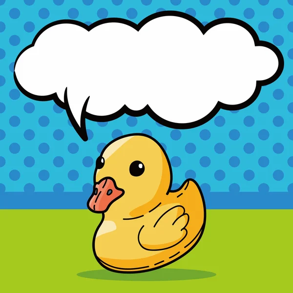 Duck toy doodle, speech bubble vector illustration — Stock Vector