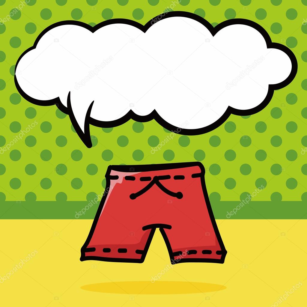 Short pants color doodle, speech bubble vector illustration — Stock