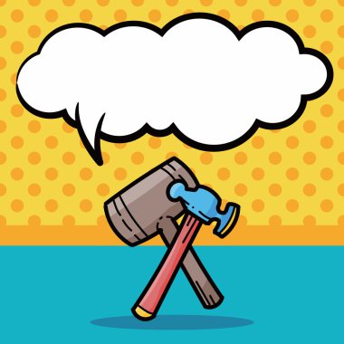 çekiç renk doodle, konuşma balonu vektör çizim