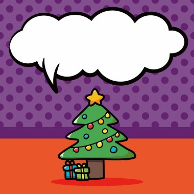 Noel ağacı doodle, konuşma balonu vektör çizim