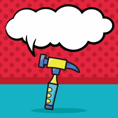 çekiç renk doodle, konuşma balonu vektör çizim