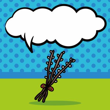 çiçek doodle, konuşma balonu vektör çizim