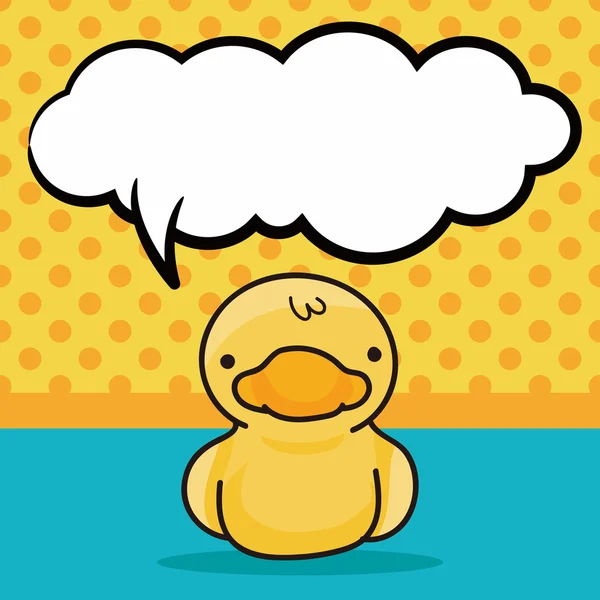 Toy duck doodle, speech bubble vector illustration — Stock Vector