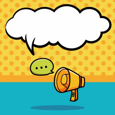 hoparlör doodle, konuşma balonu vektör çizim