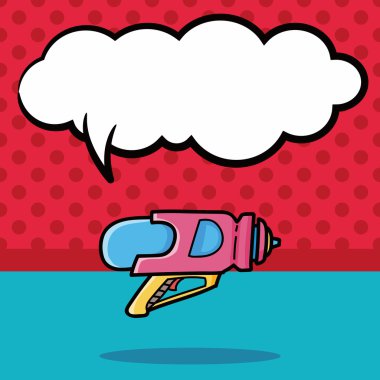 su tabancası doodle, konuşma balonu vektör çizim