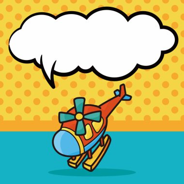 oyuncak helikopter doodle, konuşma balonu vektör çizim