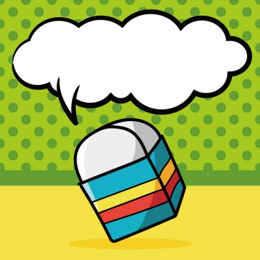 Silgi rengi doodle, konuşma balonu vektör çizim