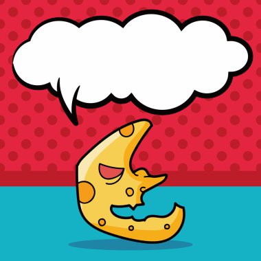 Cadılar Bayramı ay doodle, konuşma balonu vektör çizim