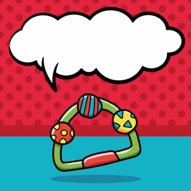 oyuncak çıngırak doodle, konuşma balonu vektör çizim