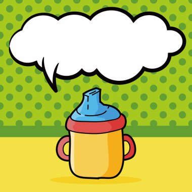 Besleme şişe doodle, konuşma balonu vektör çizim