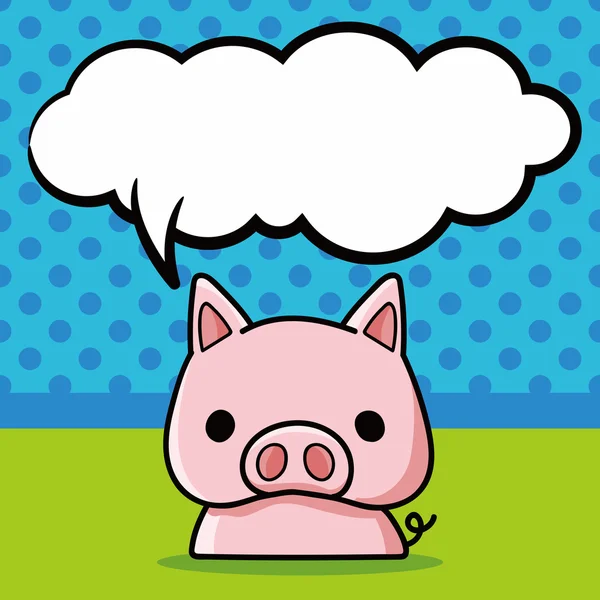 Çince Zodyak domuz doodle, konuşma balonu vektör çizim — Stok Vektör
