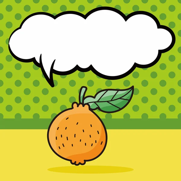 Frutas garabato naranja, discurso burbuja vector ilustración — Vector de stock
