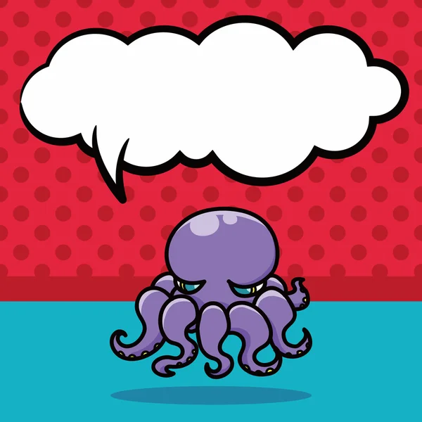 Octopus doodle, tal bubbla vektor illustration — Stock vektor