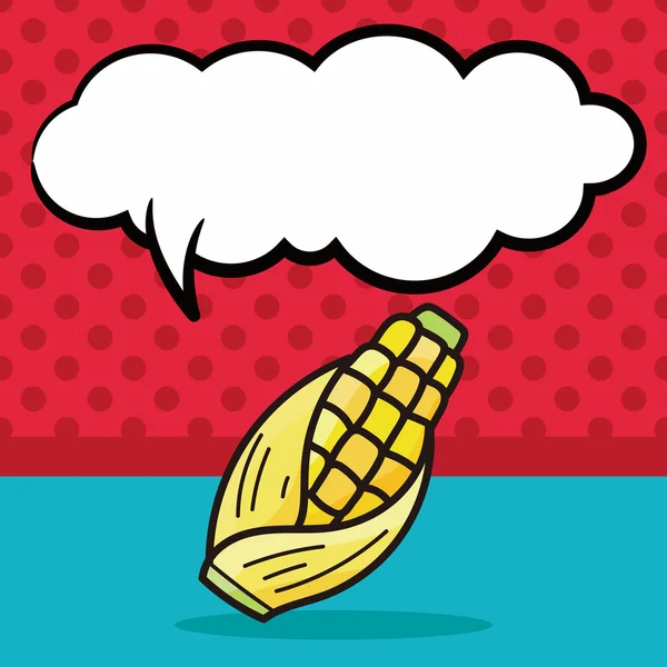 Vegetal garabato color maíz, discurso burbuja vector ilustración — Vector de stock