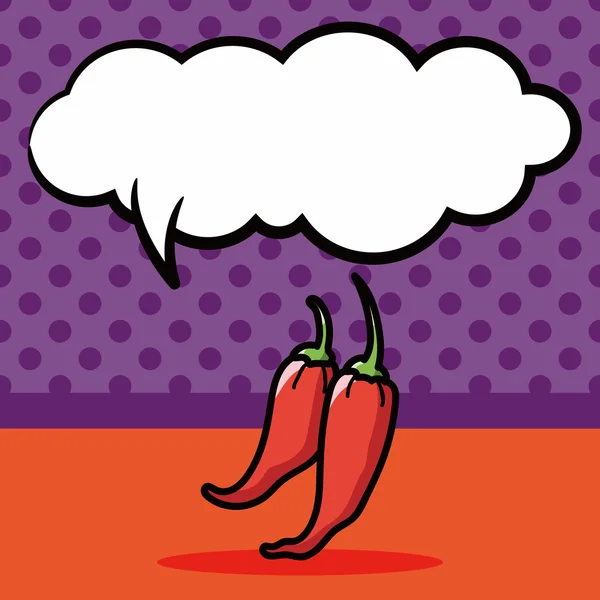 Vegetable Chili color doodle, speech bubble vector illustration — Stock Vector