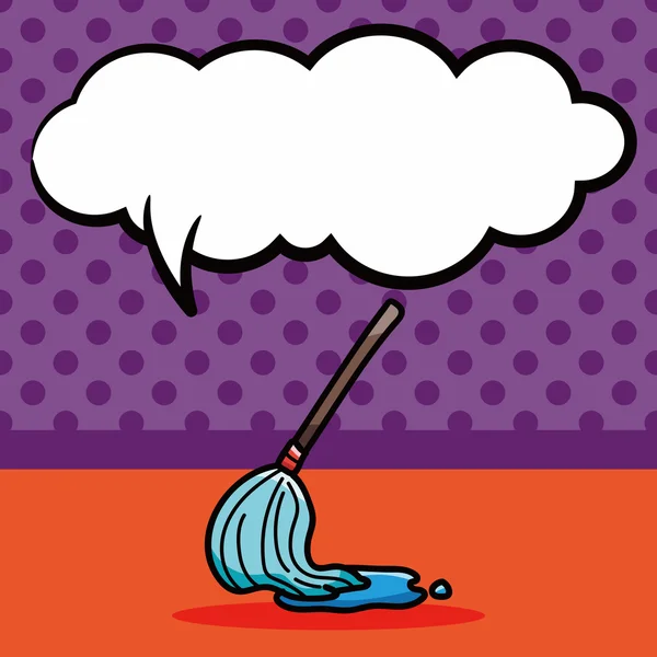 Mop doodle, speech bubble vector illustration - Stok Vektor