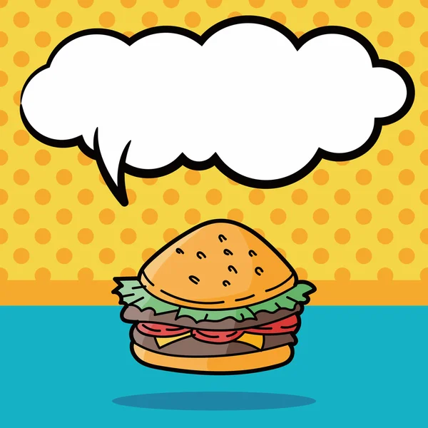 Hamburger doodle, tal bubbla vektor illustration — Stock vektor