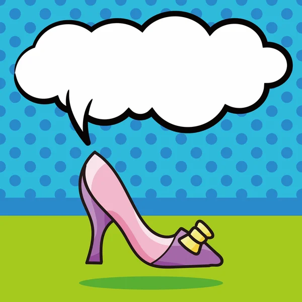 Zapatos de tacón alto garabato, discurso burbuja vector ilustración — Vector de stock