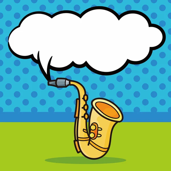 Müzik aleti saksafon doodle, konuşma balonu vektör çizim — Stok Vektör