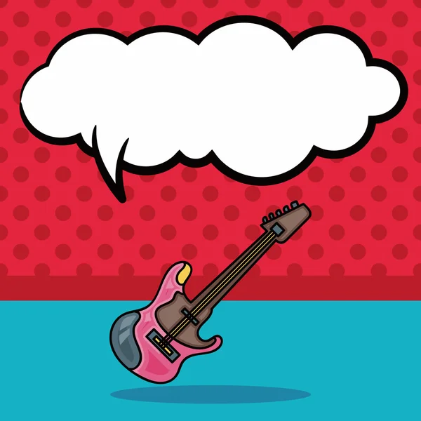 Μουσικό όργανο κιθάρα doodle, εικονογράφηση φορέας φούσκα ομιλία — Διανυσματικό Αρχείο