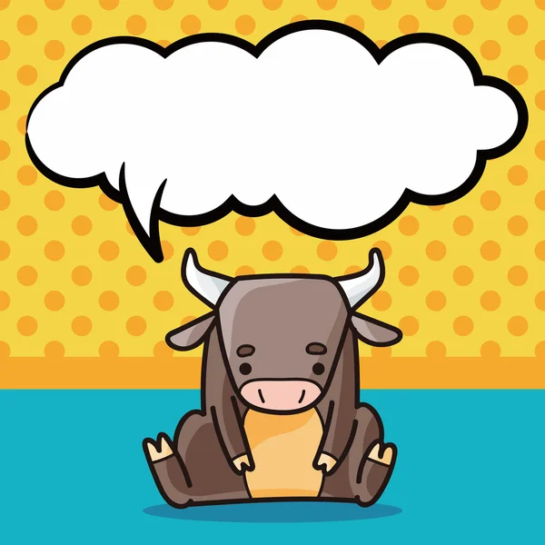 Chinese Zodiac ox doodle, speech bubble vector illustration — Stock Vector