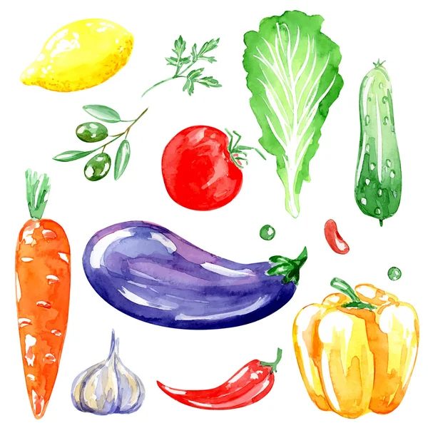 Set of vegetarian food — Stock Illustration Set of vegetarian food Royalty Free Stock Vectors
