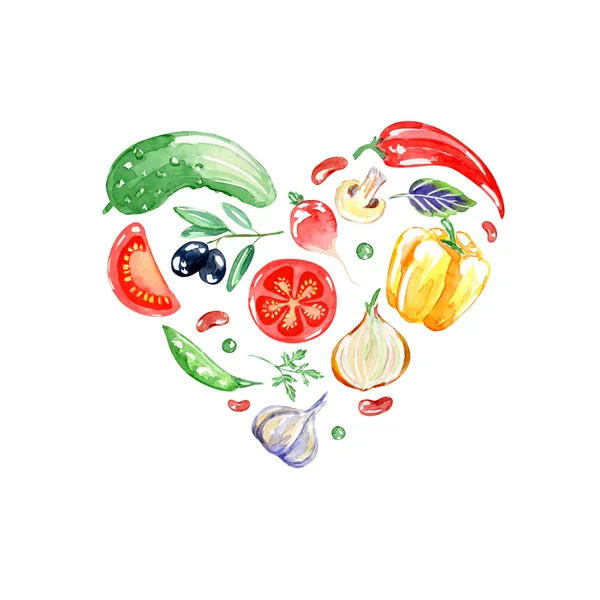Heart from vegetables — Stock Illustration Heart from vegetables Stock Vector