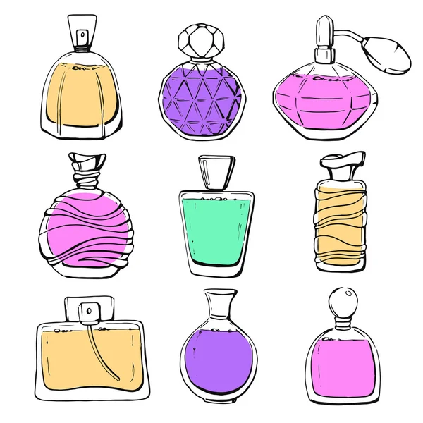 Set of different perfumes. Elegant vector illustration Stock Vector ...