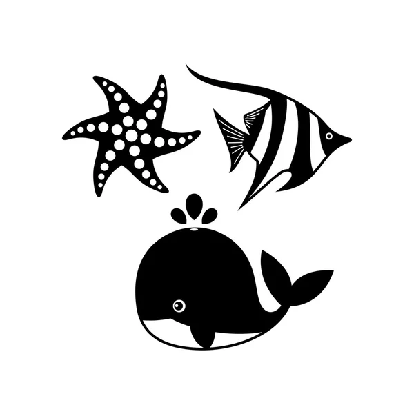 Modèle de logo de vie marine — Image vectorielle