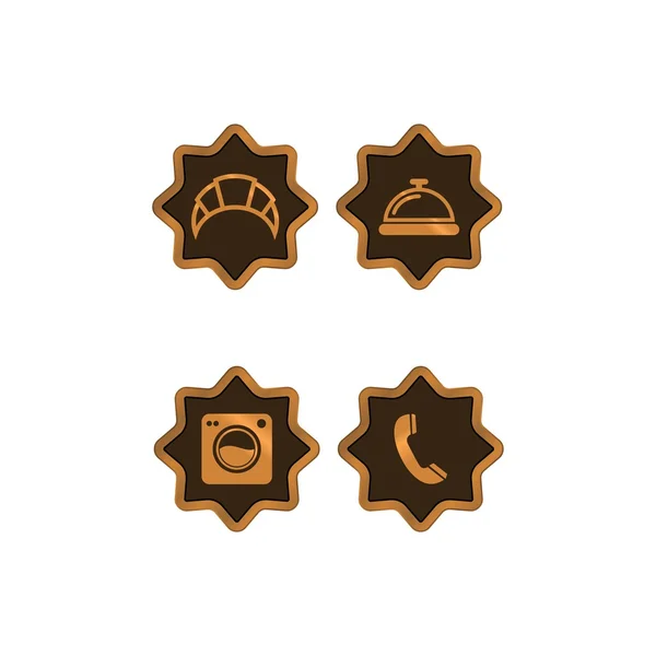 Cama y Resort conjunto de iconos — Vector de stock