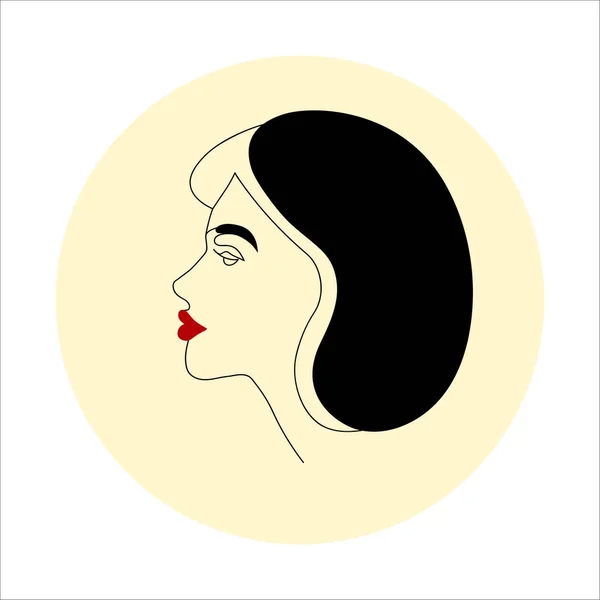 Portrait Vectoriel Une Jeune Belle Femme Aux Cheveux Noirs Aux — Image vectorielle