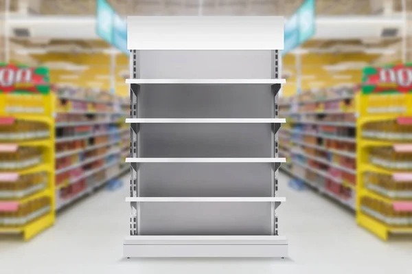 Supermarket gondola display shelf isolated