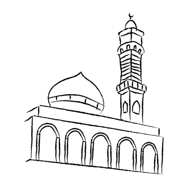 Vektorillustration Der Moschee Skizze Der Moschee Isolierte Handgezeichnete Illustration Vektor — Stockvektor