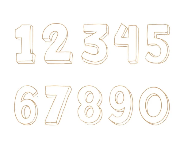 Zahlenvektor Handgezeichneten Doodle Stil Gekritzelte Zahlen Vektor — Stockvektor