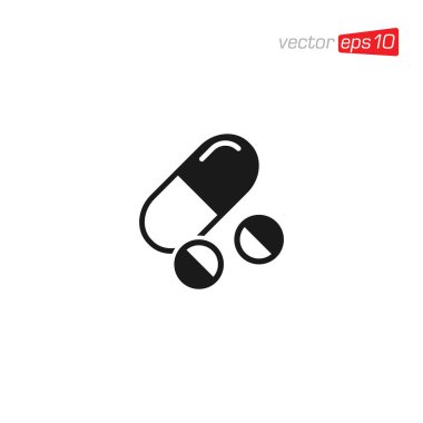 İlaç Kapsülü Tıp Simgesi Tasarım Vektörü