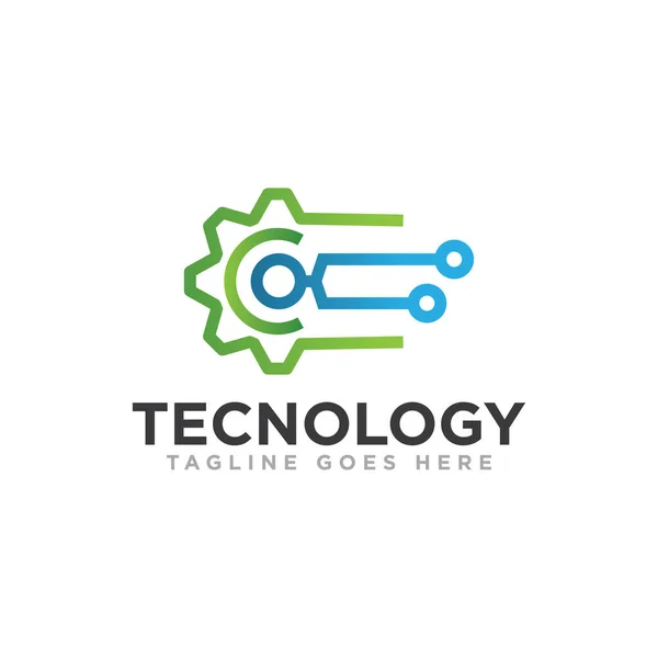 Logo Technologiczne Wektor Projektowania Ikon — Wektor stockowy