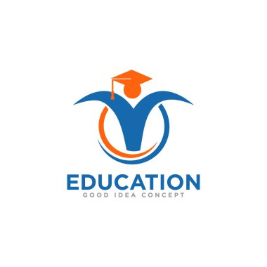 Eğitim ve Mezuniyet Logosu Tasarım Vektörü