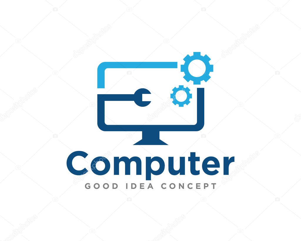 Computer Technology Logo Icon Design Vector