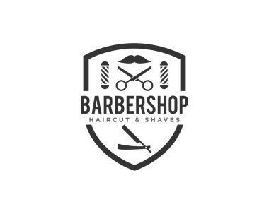 Berber Dükkanı veya Saç Tıraşı Logosu Simgesi Tasarım Vektörü