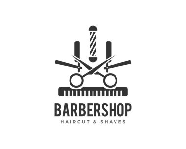 Berber Dükkanı veya Saç Tıraşı Logosu Simgesi Tasarım Vektörü