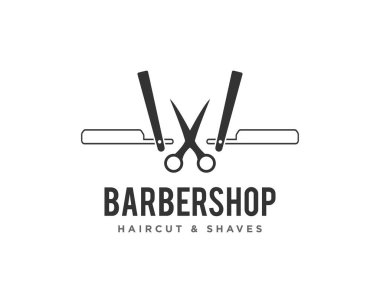 Berber Dükkanı veya Saç Tıraşı Logosu Simgesi Tasarım Vektörü