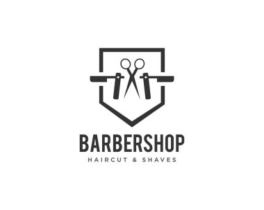 Berber Dükkanı Tasarım Logo Vektörü Şablonu