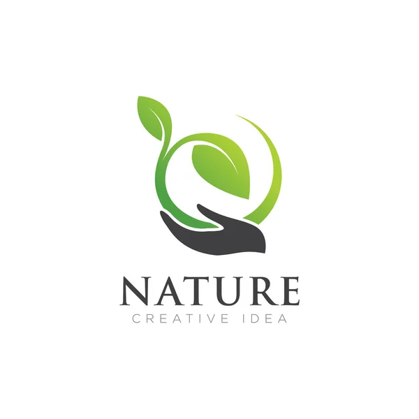 Naturaleza Ecología Logo Diseño Vector — Vector de stock