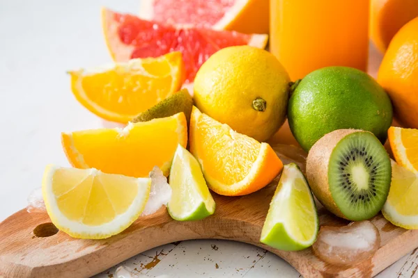 Selection of tropical fruits on white background — Stock Photo, Image