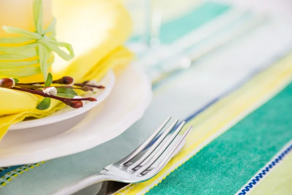 Spring easter table setting — Stock Photo, Image