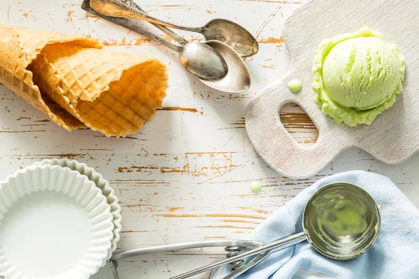 Pistacio e gelato alla vaniglia — Foto Stock