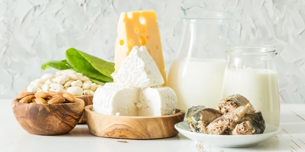 Selection of food that is rich in calcium — Stock Photo, Image